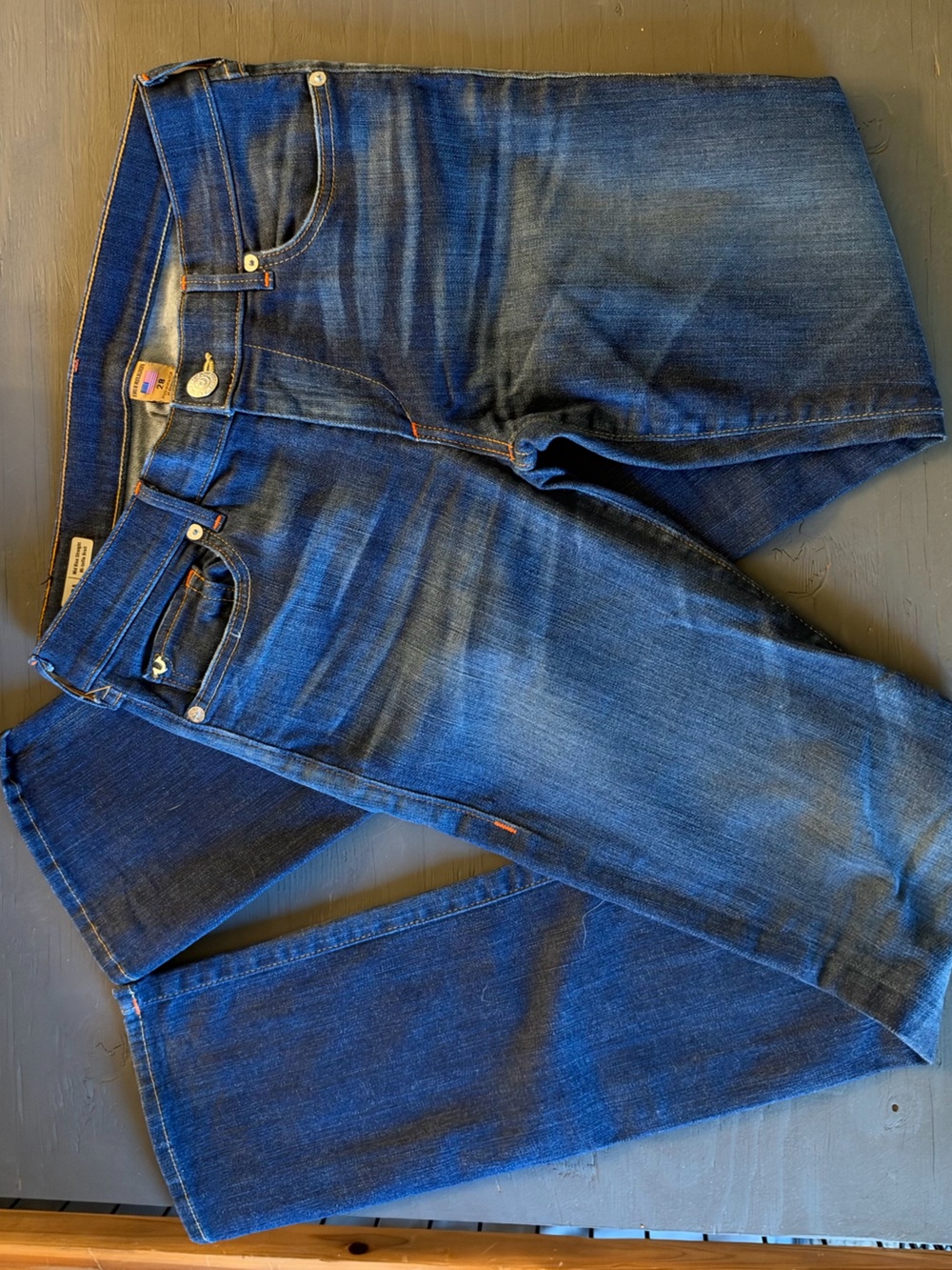 True Religion Women's Straight Leg Dark Blue Denim Jeans